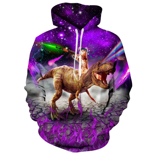 Kat Rijdende Dinosaurus Paarse Grappige Hoodie