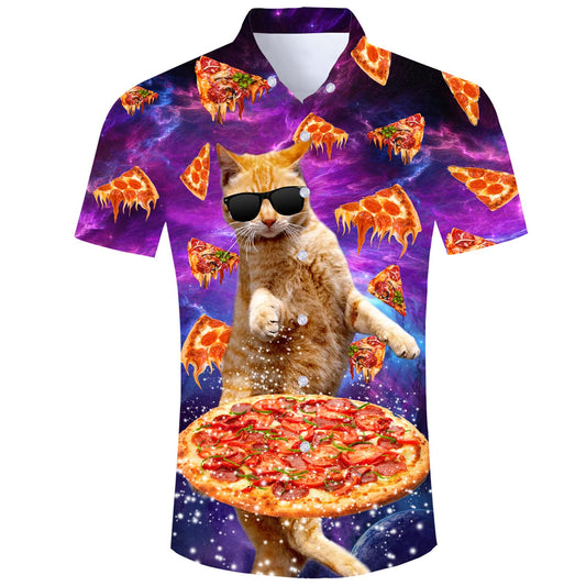 Nebular Pizza Cat Grappig Hawaiiaans Shirt