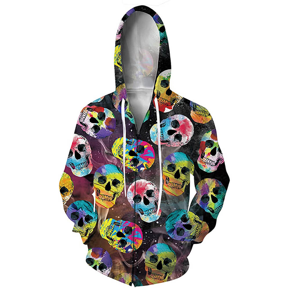 Colorful Skull Zip Up Hoodie – D&F Clothing®