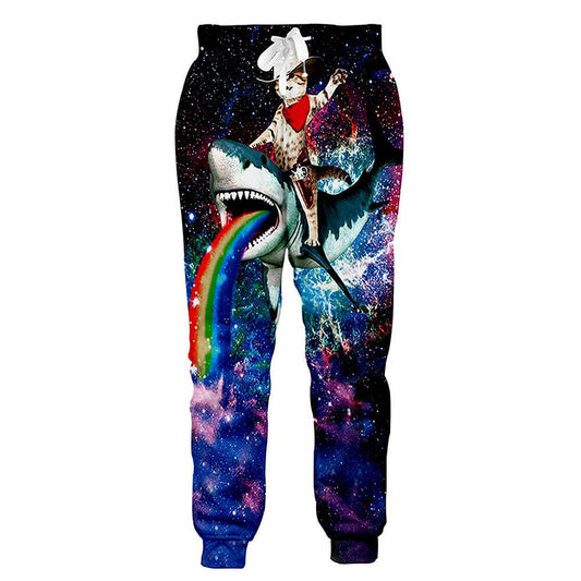 Grafische kattenrij-haaienjoggingbroek
