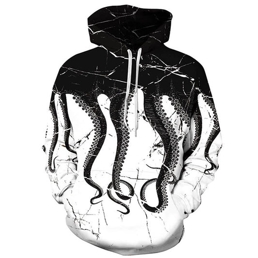 Witte zwarte octopus hoodie