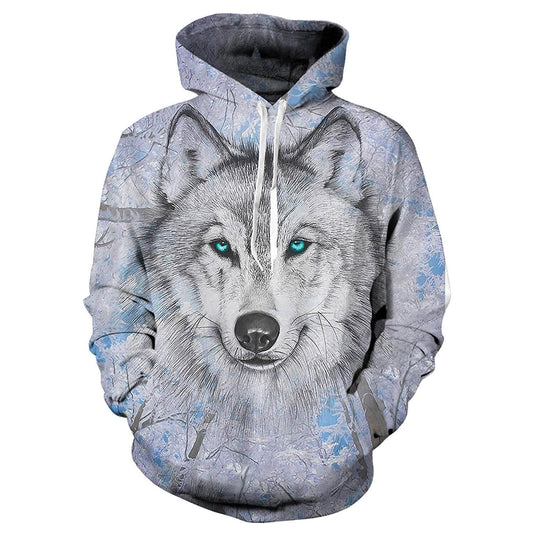 Blauwe ogen wolf hoodie
