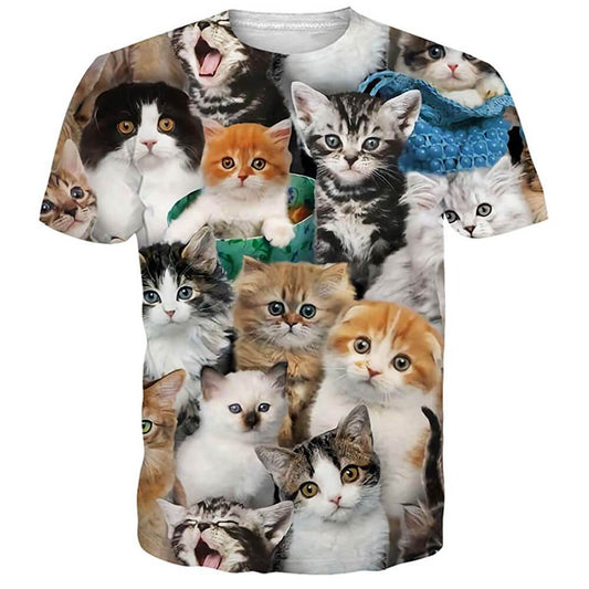 Bedrukte katten grappig T-shirt
