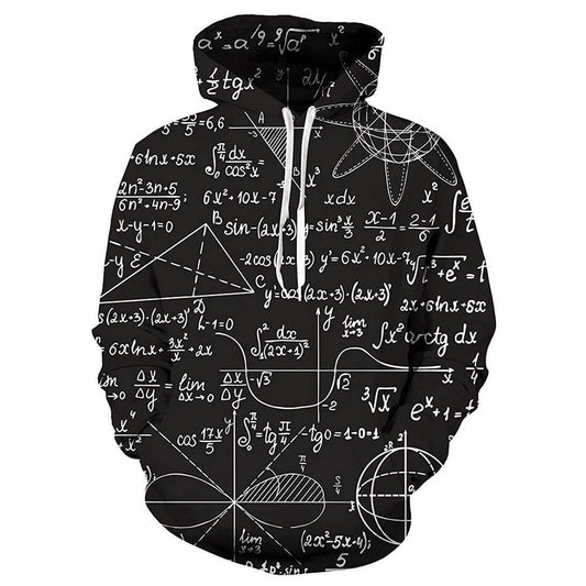 Zwarte hoodie met wiskundige prints