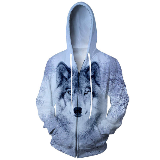 Sneeuwbos Wolf Zip Up Grappige Hoodie