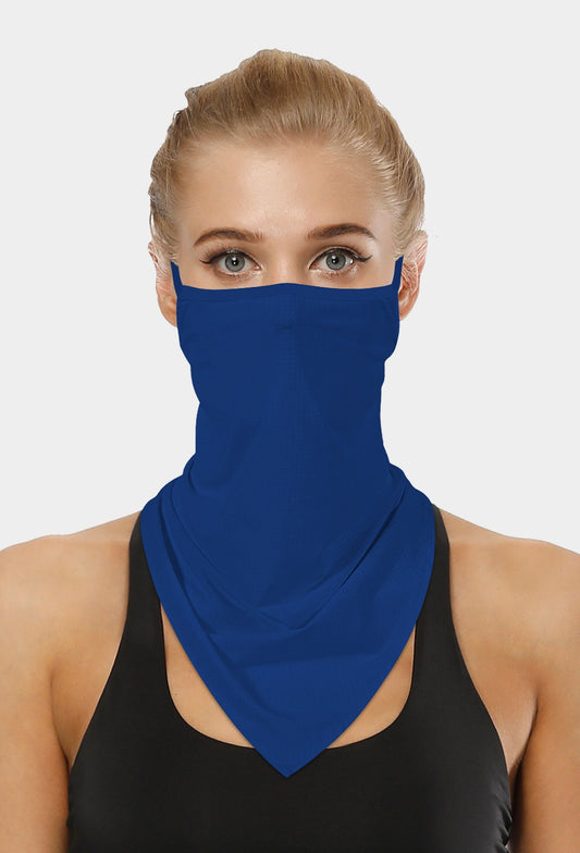 Blauwe gezichtsbandana met oorlussen
