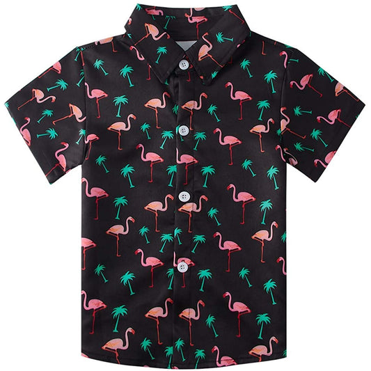 Palmboom Flamingo's Grappig Peuter Hawaiiaans Shirt