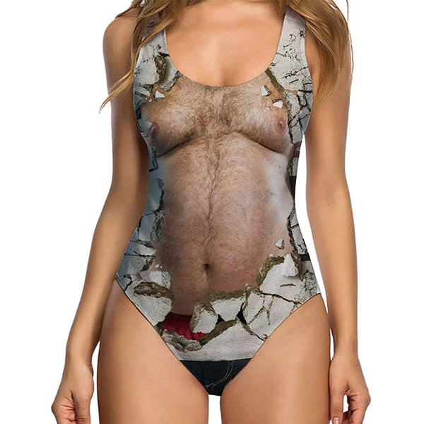 Broken Wall Hairy Chest Ugly One Piece Swimsuit – D&F Clothing