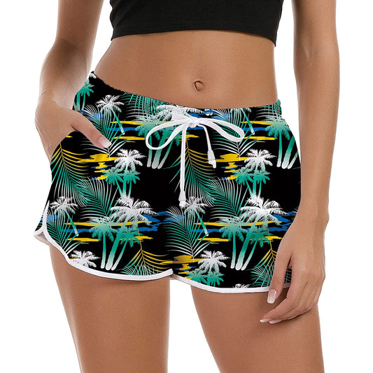 Groene Palmboom Grappige Board Shorts voor Vrouwen