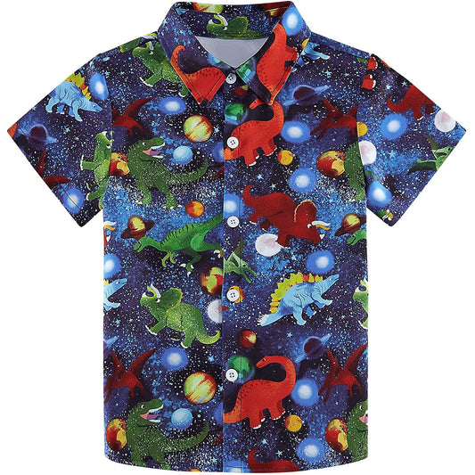 Ruimte Galaxy Dinosaurus Grappig Peuter Hawaiiaans Shirt