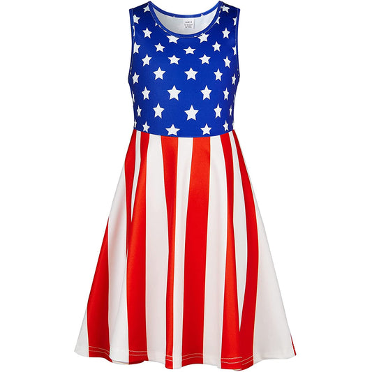 Blauwe Amerikaanse vlag grappige meisjesjurk