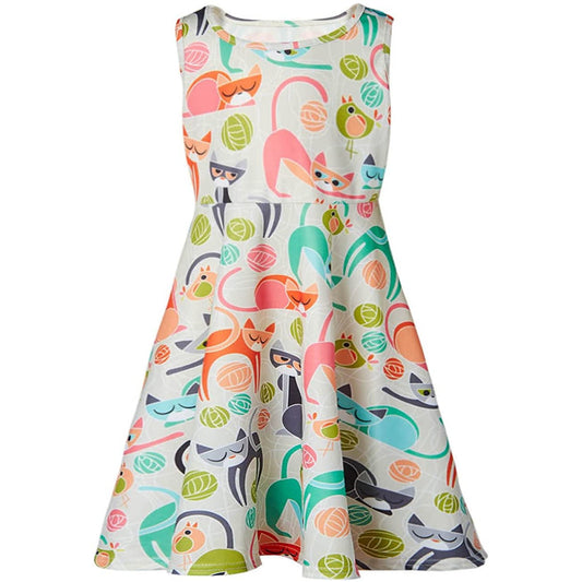 Kattenbeige grappige meisjesjurk