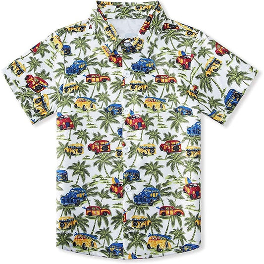 Palmboom auto's grappig peuter Hawaiiaans shirt