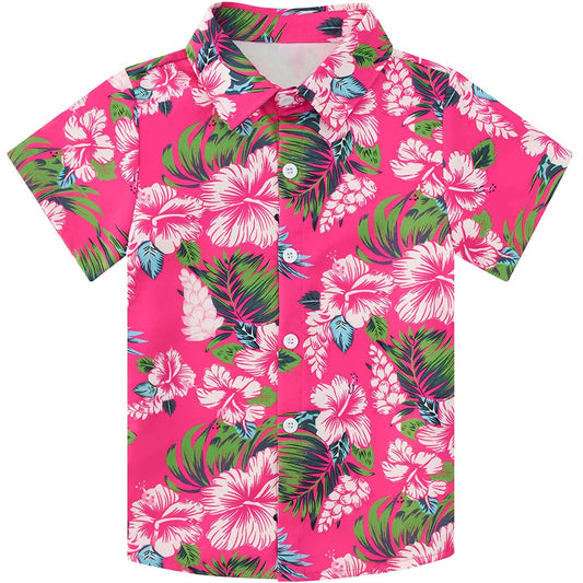 Bloemig rood grappig peuter Hawaiiaans shirt