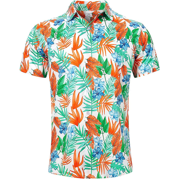 Orange Tropical Leaf Funny Hawaiian Shirt