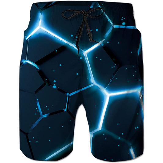 Navy Blue Crack Funny Swim Trunks