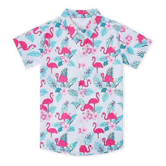 Palmblad Flamingo Grappig Peuter Hawaiiaans Shirt