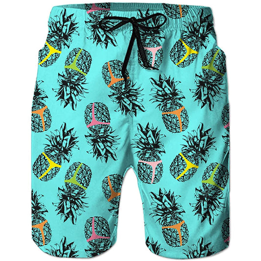 Light Blue Pineapple Funny Swim Trunks