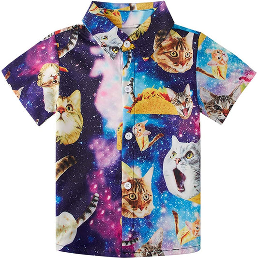 Space Taco Cat Grappig Peuter Hawaiiaans Shirt