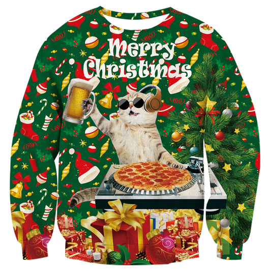 Bier DJ Kat Pizza Lelijke Kersttrui