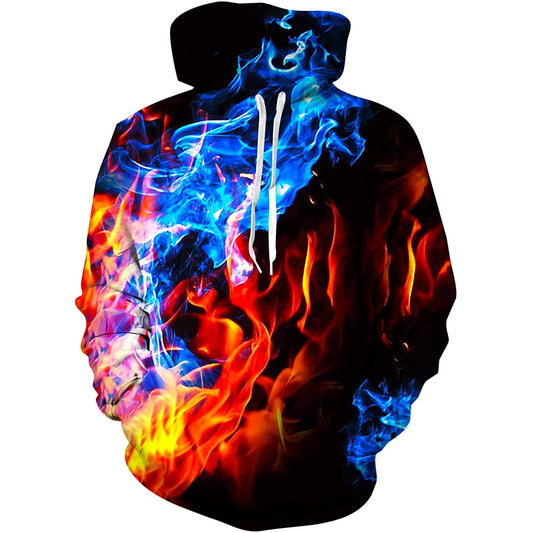 Blauwe en rode vlam grappige hoodie