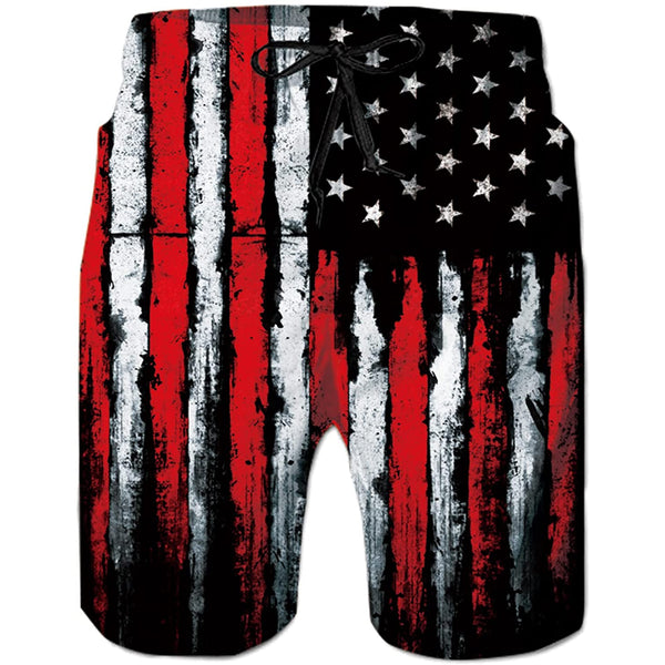 Melting American Flag Funny Swim Trunks – D&F Clothing