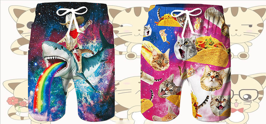2026 Cat Prints Funny Swimming Trunks for Men