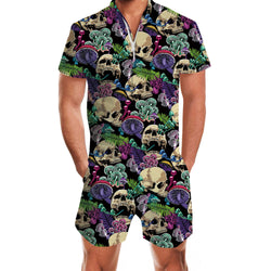 Mushroom Skull Halloween Funny Men Romper