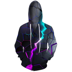 Colorful Crack Funny Zip Up Hoodie