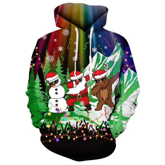 Lustiger Kapuzenpullover mit Weihnachtsmann und Rentier