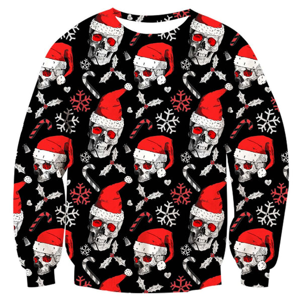 Skull with Hats Ugly Christmas Sweater