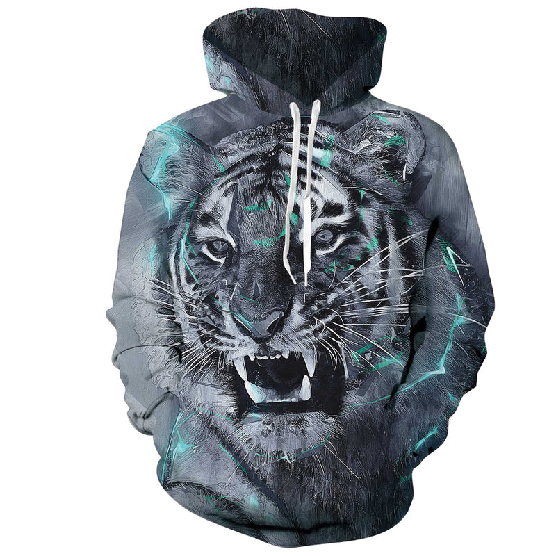 Grey Tiger Funny Hoodie