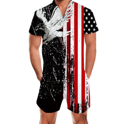 American Flag Eagle Funny Men Romper