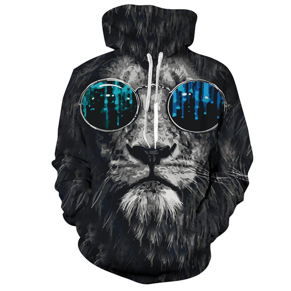 Lion with Glasses Funny Hoodie