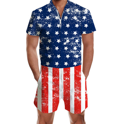 Retro Amerikaanse vlag grappige heren romper