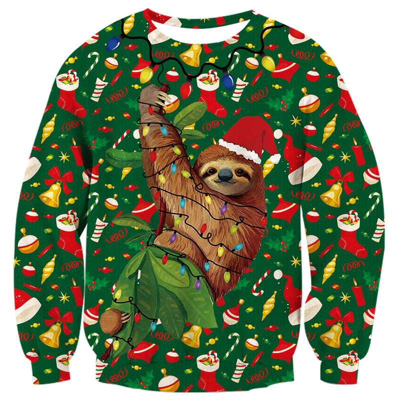 Bulbs Sloth Ugly Christmas Sweater