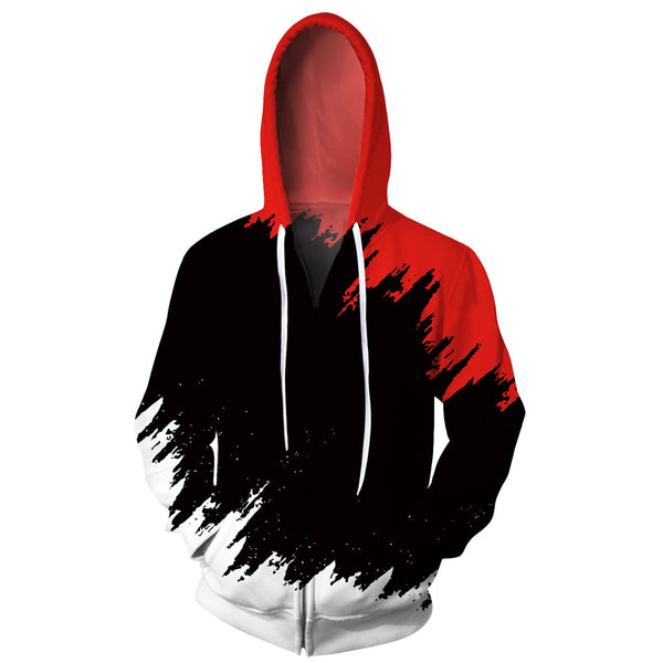 Red Black Funny Zip Up Hoodie