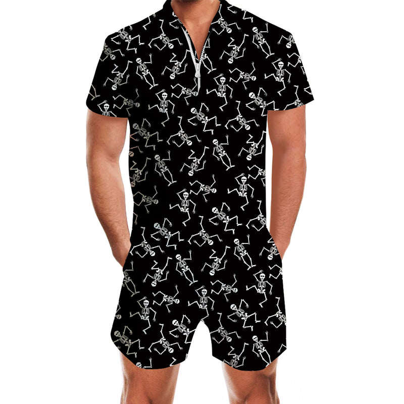 Skeleton Black Funny Men Romper