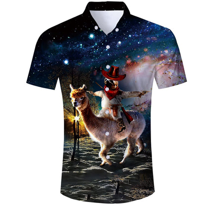 Luiaard Rijdende Lama Grappig Hawaiiaans Shirt
