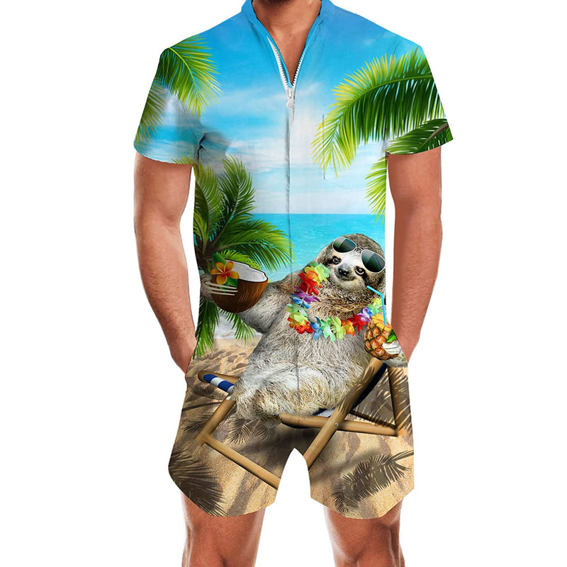 Beach Hawaii Sloth Funny Men Romper