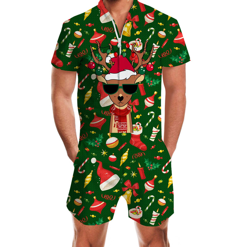 Christmas Reindeer Funny Male Romper