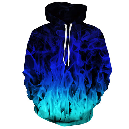 Blauer Feuerflammen-lustiger Kapuzenpullover