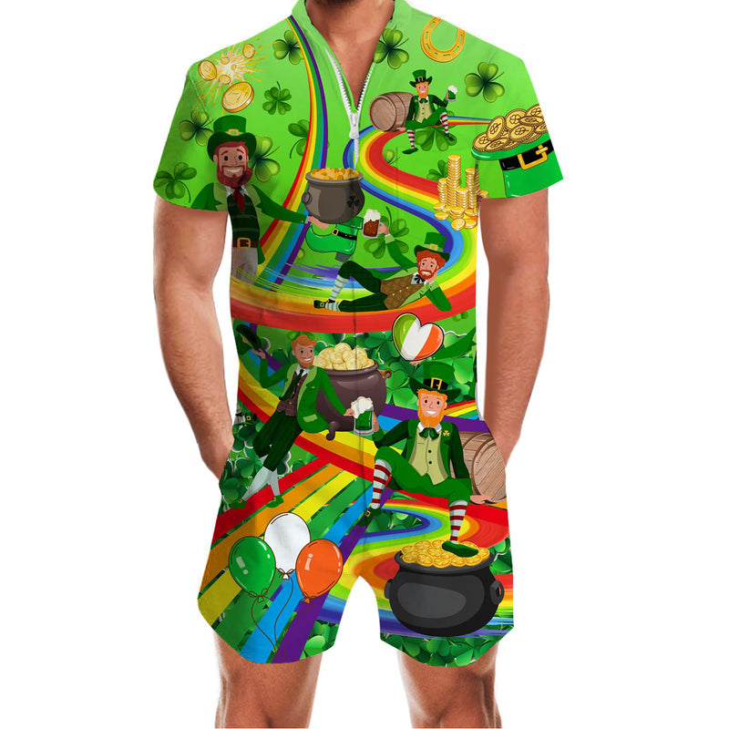 Rainbow St Patrick's Day Funny Male Romper