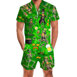 Skeleton St Patrick's Day Funny Male Romper