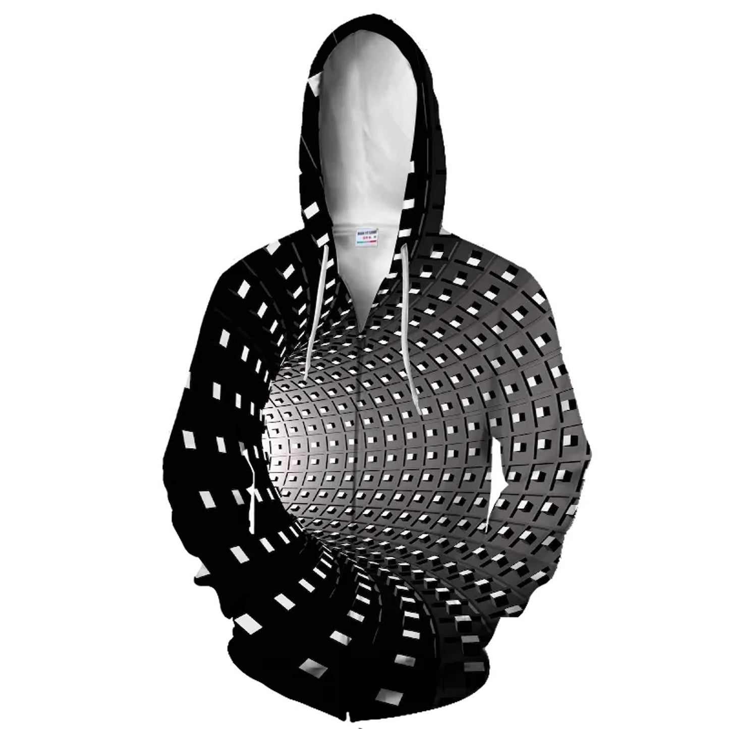 Geometrischer 3D-Zeittunnel, lustiger Kapuzenpullover