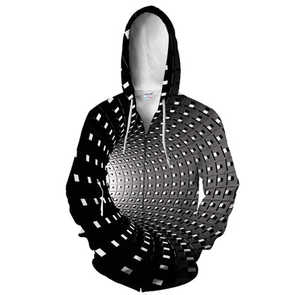 Geometrischer 3D-Zeittunnel, lustiger Kapuzenpullover