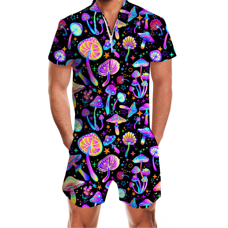 Neon Mushroom Funny Male Romper