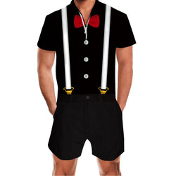 80s Tuxedo Black Funny Men Romper