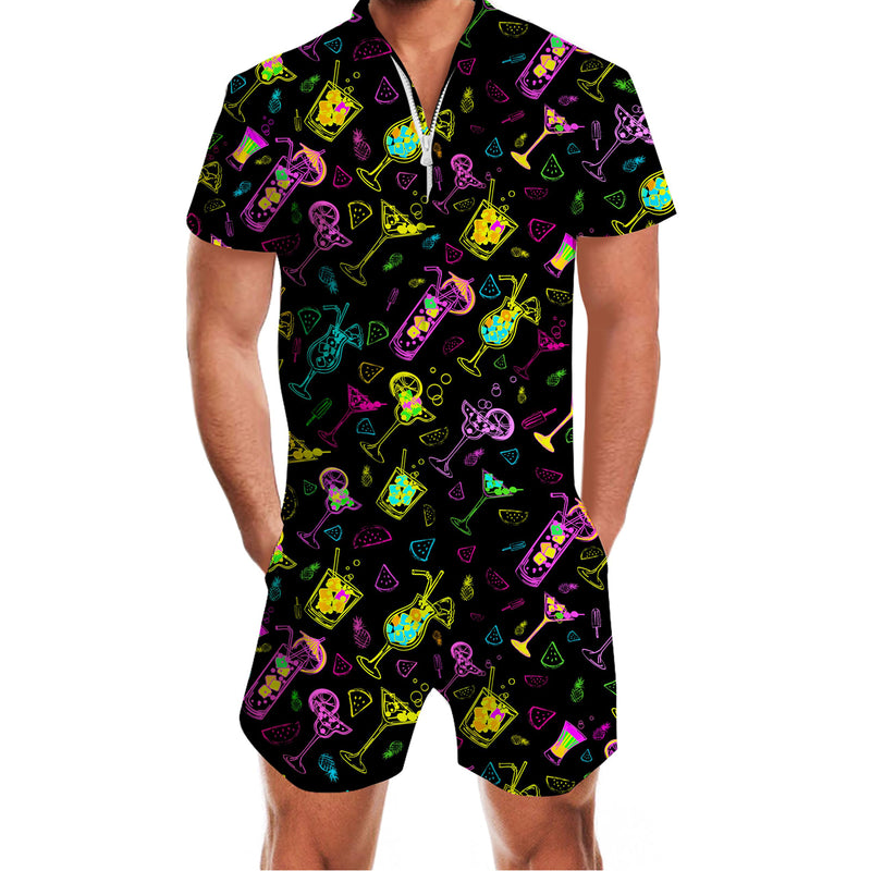 Neon Wine Juice Funny Male Romper