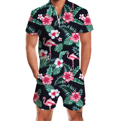 Floral Flamingo Funny Male Romper